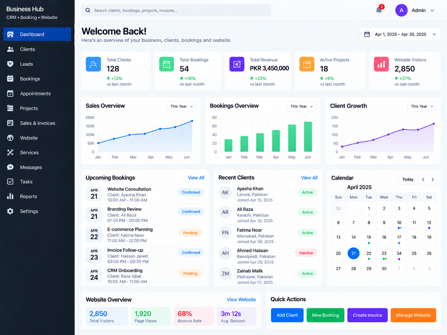 All-in-One Business Management dashboard preview